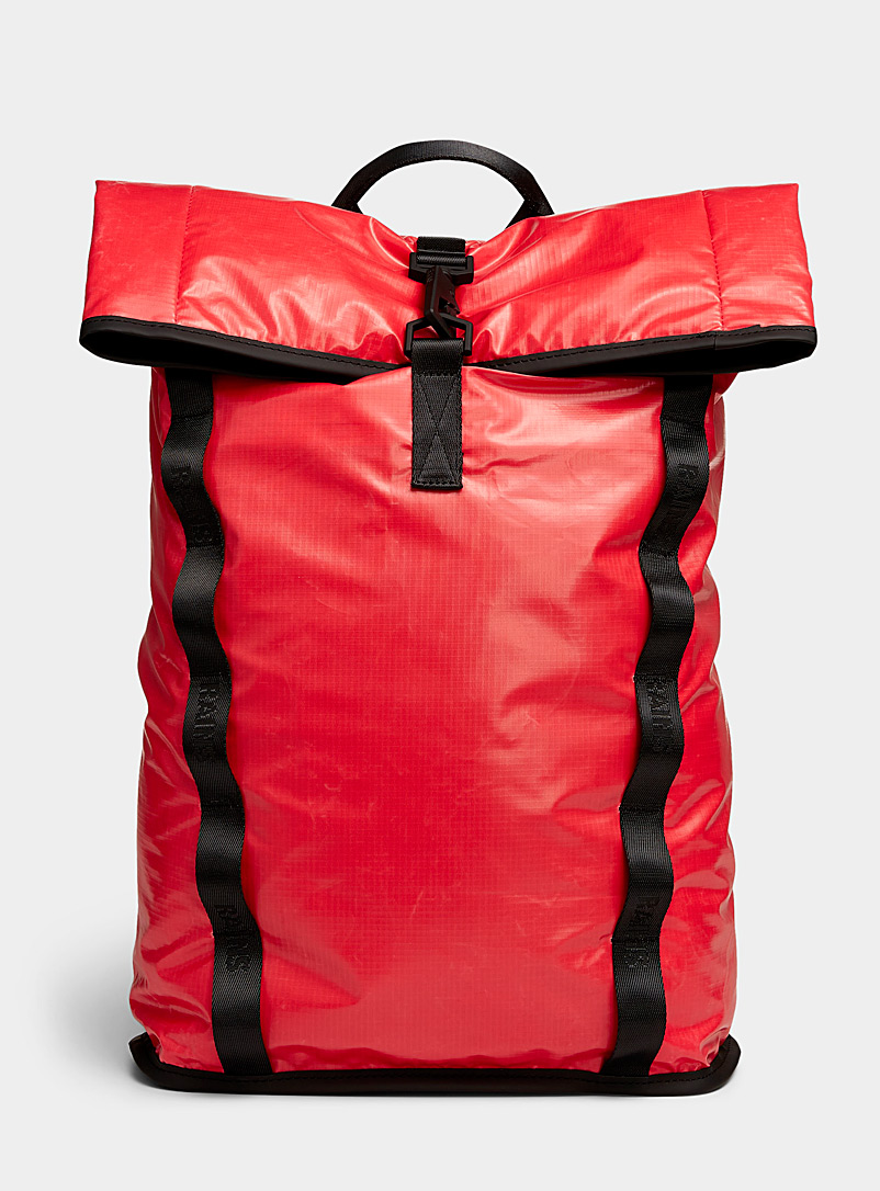 Rains Red Rucksack Sibu roll-up backpack for men