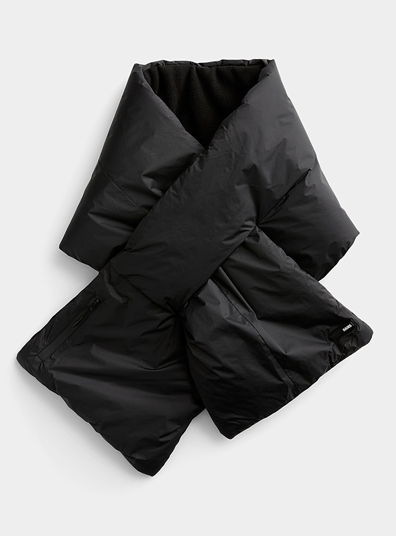 Rains Black Minimalist quilted scarf for women