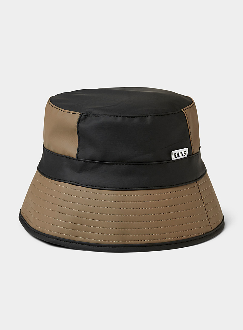 Rains Patterned Black Signature-tag waterproof bucket hat for women