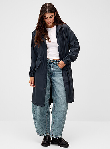 Rains Navy/Midnight Blue Long raincoat for women