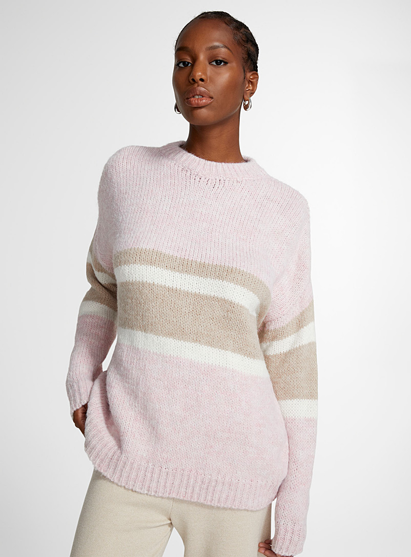 Icône Sand Striped block loose sweater for women