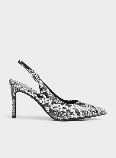 Jeffrey Campbell Ivory/Cream Beige Kienna snakeskin leather slingback pumps for women