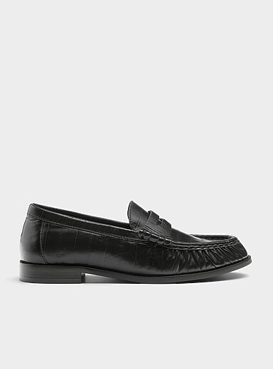 Jeffrey Campbell: Le fl&acirc;neur cuir textur&eacute; Stallone noir  Noir pour femme