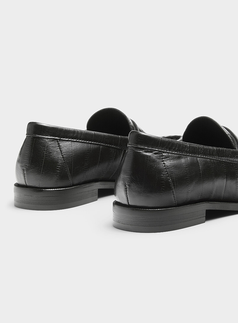 Black Stallone embossed leather loafers product image 2