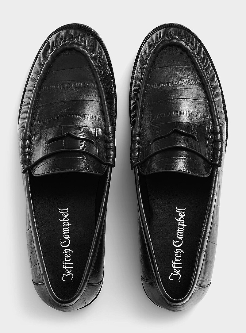 Black Stallone embossed leather loafers product image 3