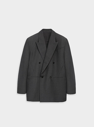 Louis Gabriel Nouchi Charcoal Blended grey double-breasted jacket for men