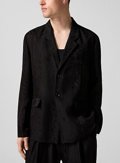 Louis Gabriel Nouchi: Le veston fluide jacquard gouttes d'eau Noir pour homme
