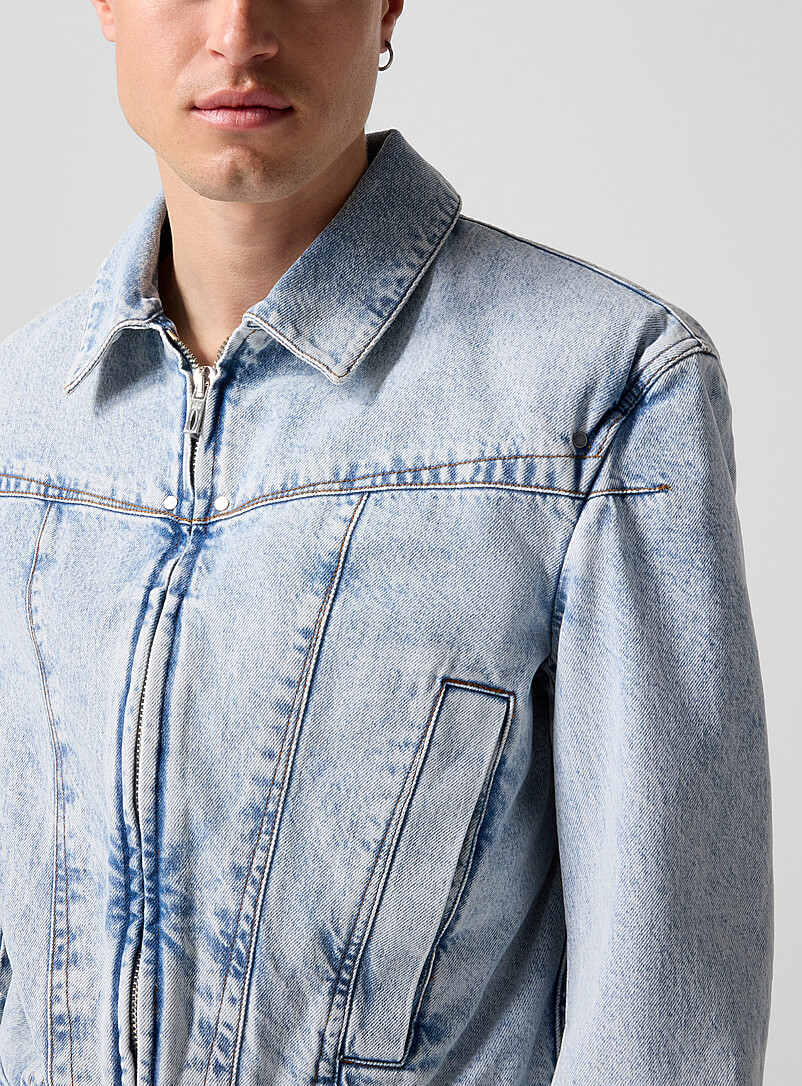 Shoulder pads zip-up denim jacket Unisex | Louis Gabriel Nouchi