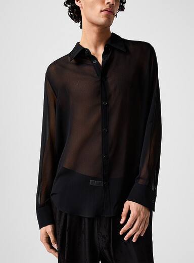 Louis Gabriel Nouchi: La chemise fluide transparente Noir pour homme
