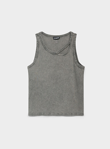Louis Gabriel Nouchi: La camisole c&ocirc;tel&eacute;e d&eacute;lav&eacute;e ouverture asym&eacute;trique Gris pour homme