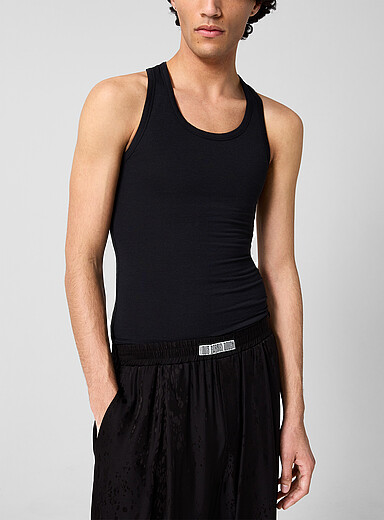 Louis Gabriel Nouchi Black Cotton and modal racerback tank for men