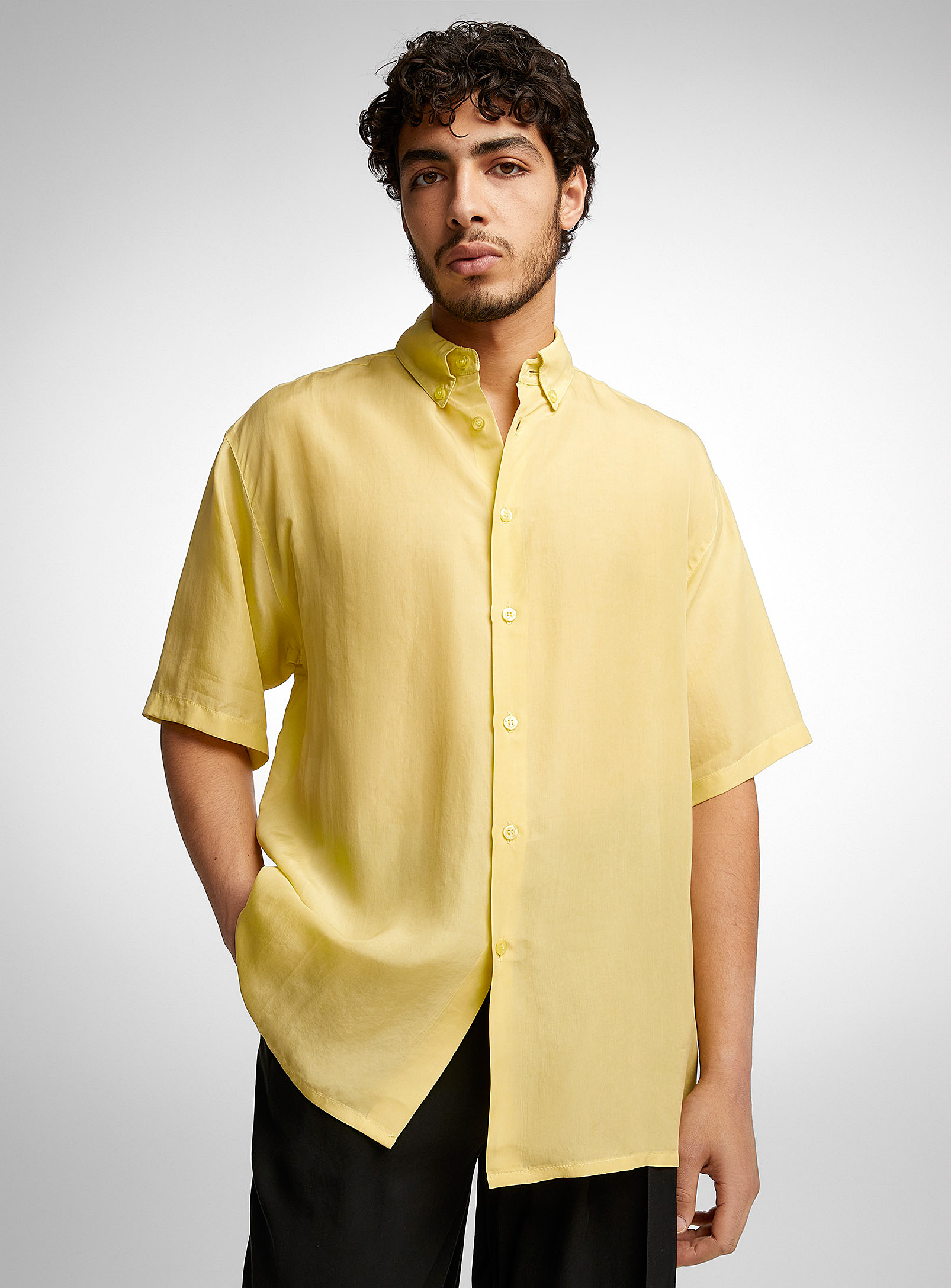 Louis Gabriel Nouchi Lemon-lime Casual Shirt In Sunflower Yellow