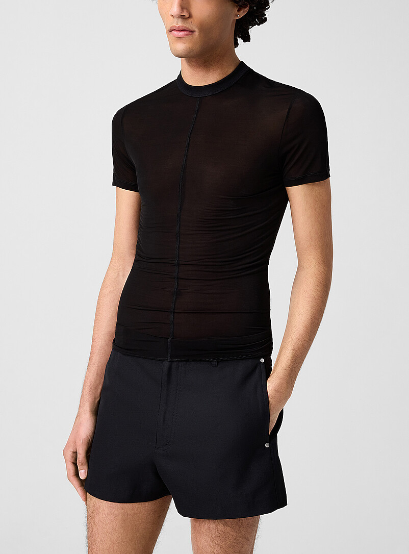 Black Micromesh T-Shirt