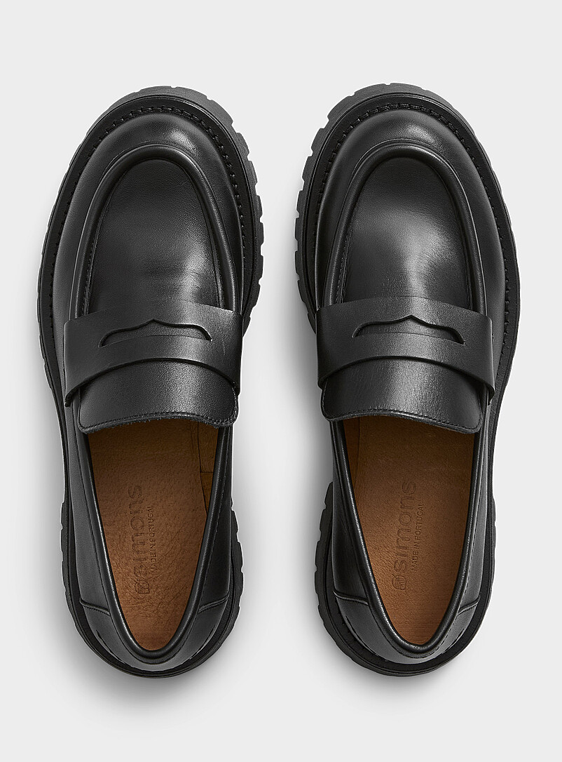 Simons: Le fl&acirc;neur penny plateforme crant&eacute;e <b>Fait au Portugal</b> Femme Noir pour femme