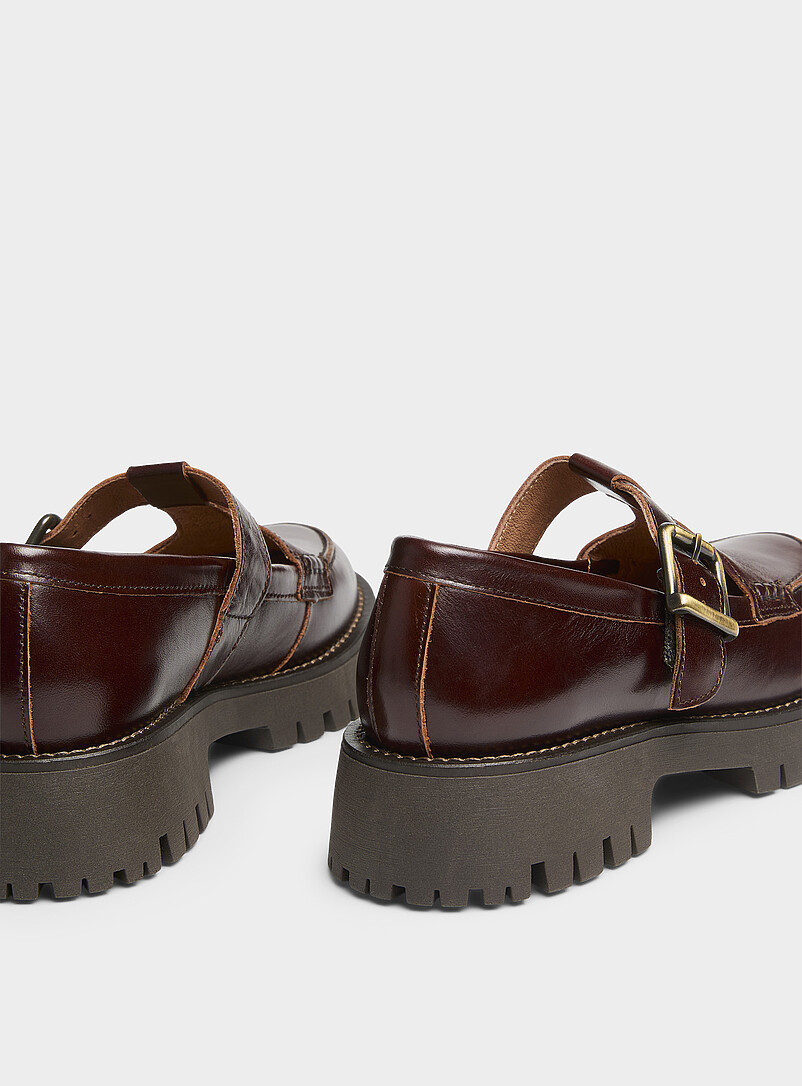 Simons Brown Notched platform Mary Janes <b>Made in Portugal</b> Women for women