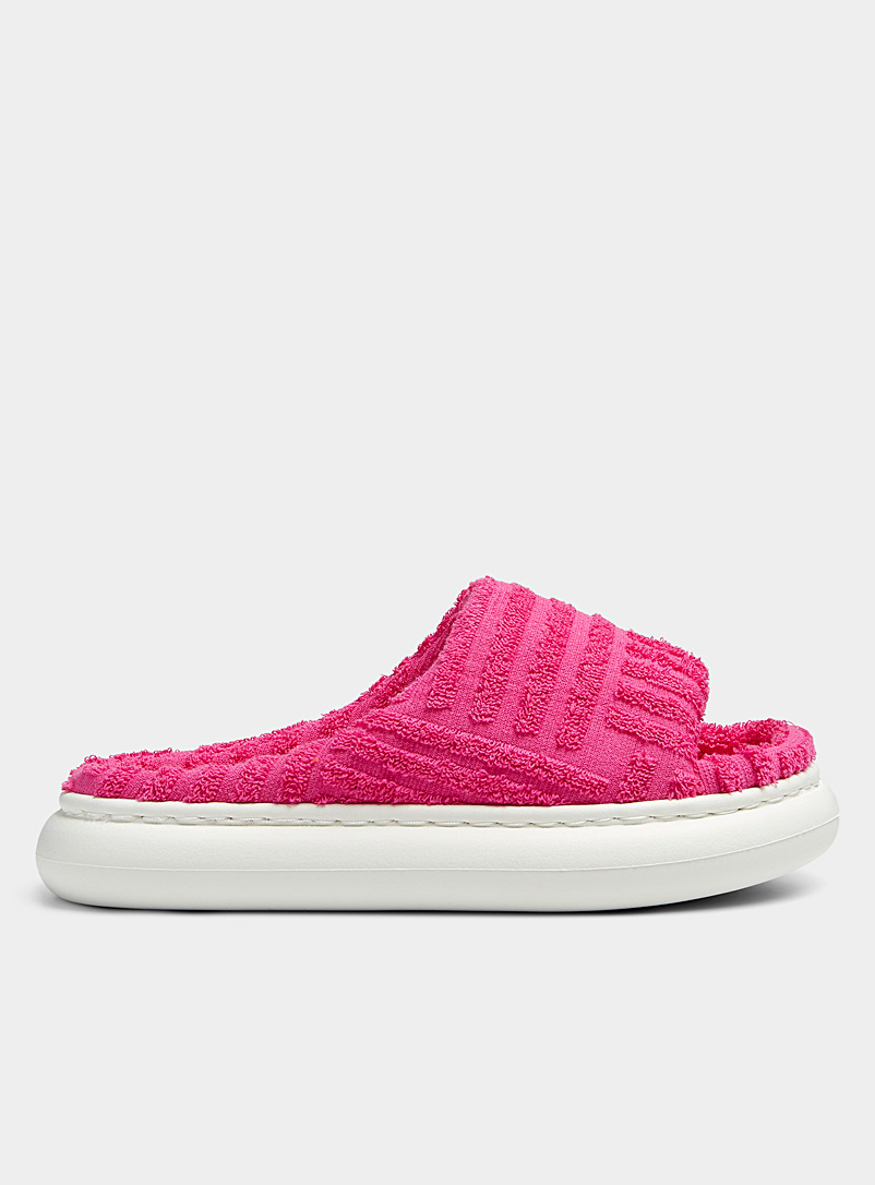 Religious Comfort Pink Textured terry platform slippers Women for women
