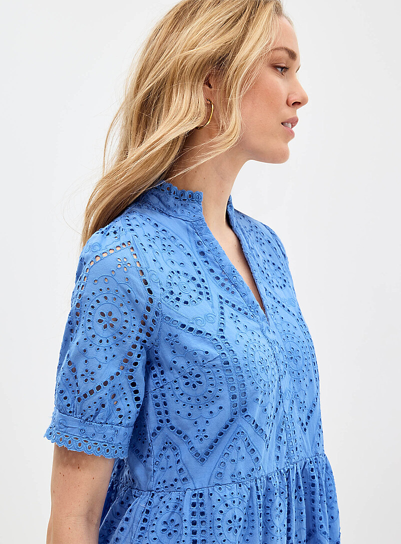 Y.A.S: Le robe mini &eacute;tag&eacute;e broderie anglaise Bleu pour femme