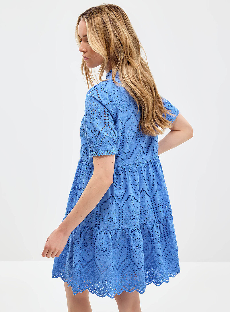 Y.A.S: Le robe mini &eacute;tag&eacute;e broderie anglaise Bleu pour femme