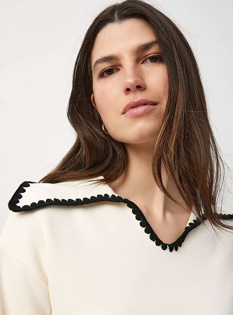Contrasting edging Johnny-collar sweater | Y.A.S | Shop Women's ...
