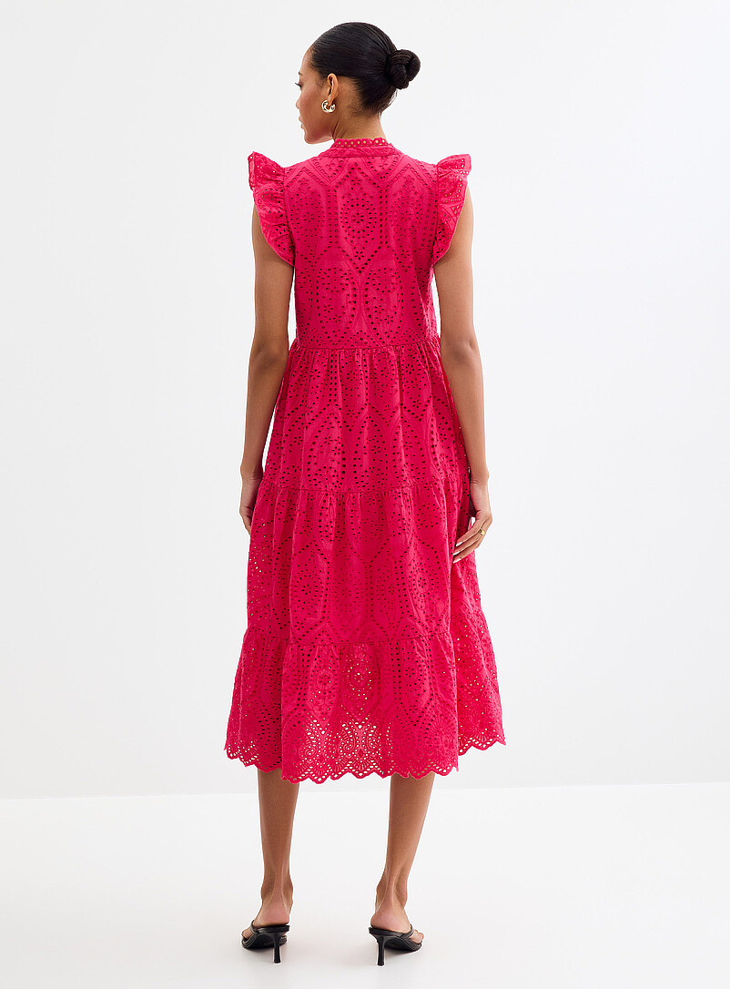 Magenta broderie anglaise tiered dress product image 3