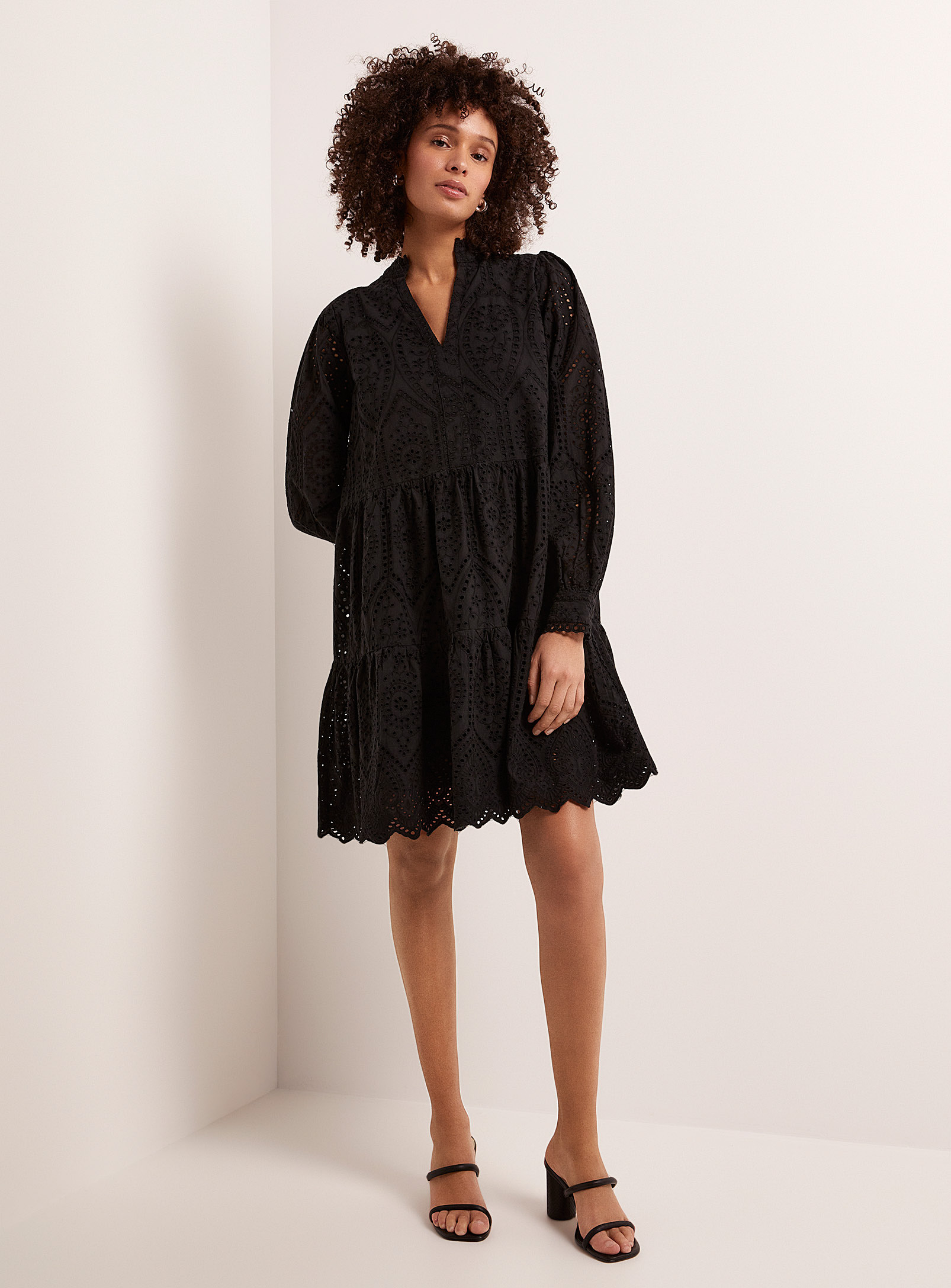 Y.a.s. Broderie Anglaise Tiered Dress In Black