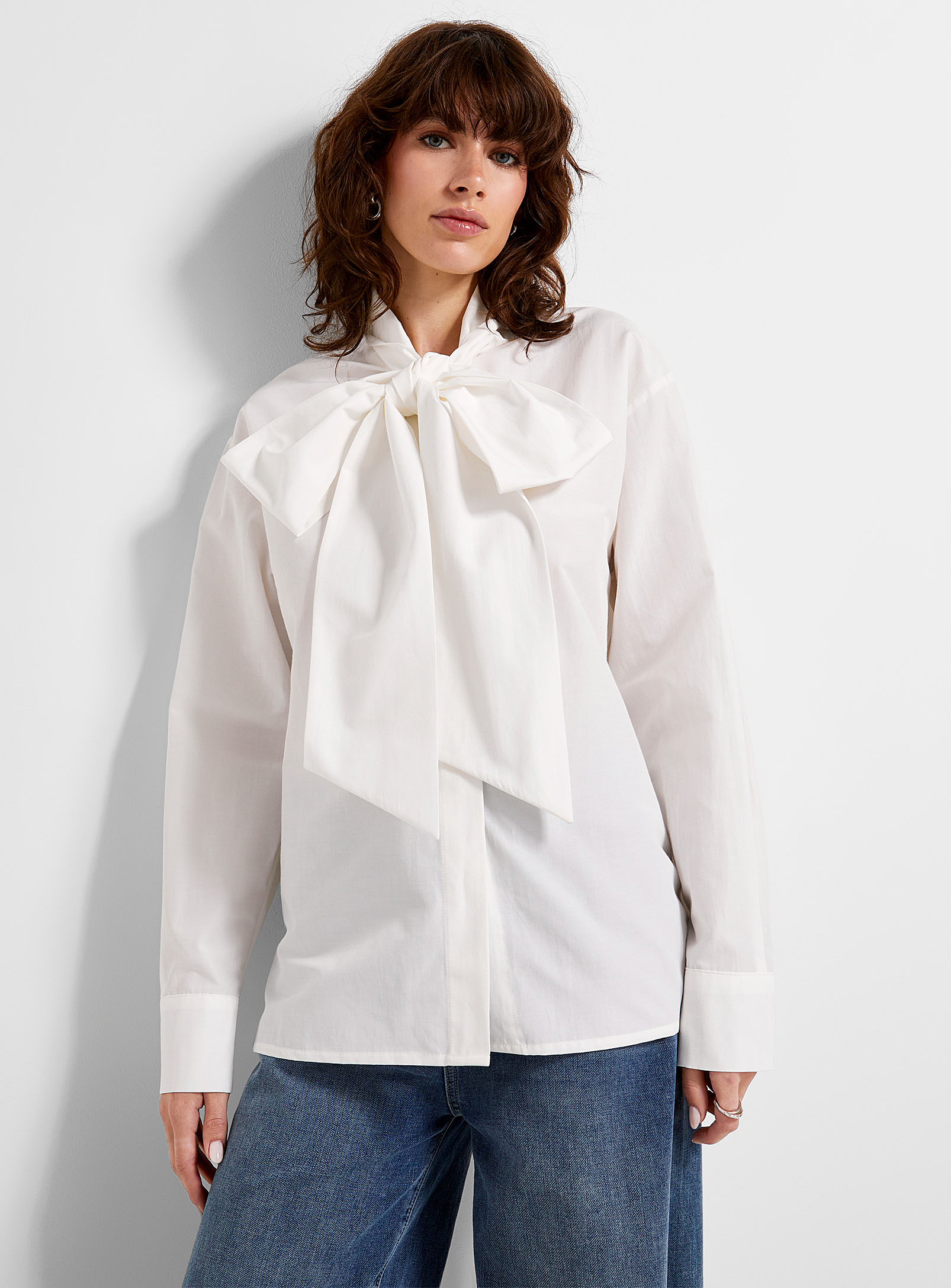 Y.A.S - Women's Tie-neck loose white shirt