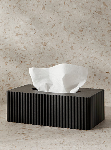 Boîte à Mouchoirs Versa En Bambou Polypropylène - Noir, 13,1x8,6x26,1 Cm - Déco Salle De Bain - 5
