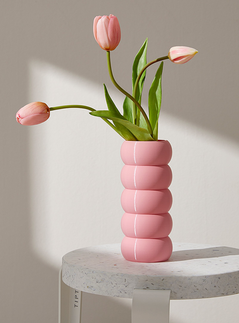 Simons X La Fabrique Nordique Pink Tiered curves geometric vase
