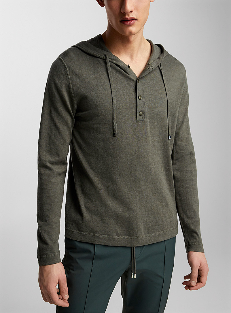 Ron Dorff Green Touch of silk hooded sweater for men