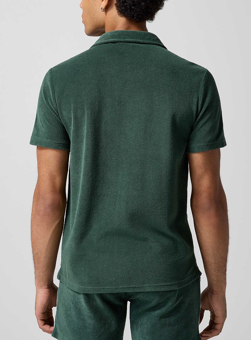 Ron Dorff: La chemise cabana coton ratin&eacute; Vert pour homme