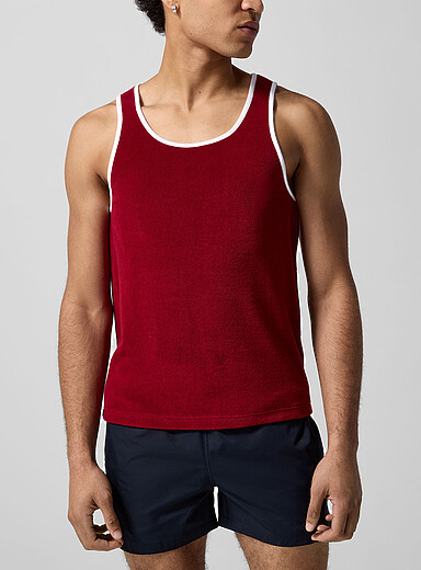 Ron Dorff Red Ribbed Camisole with Contrasting Trim for men