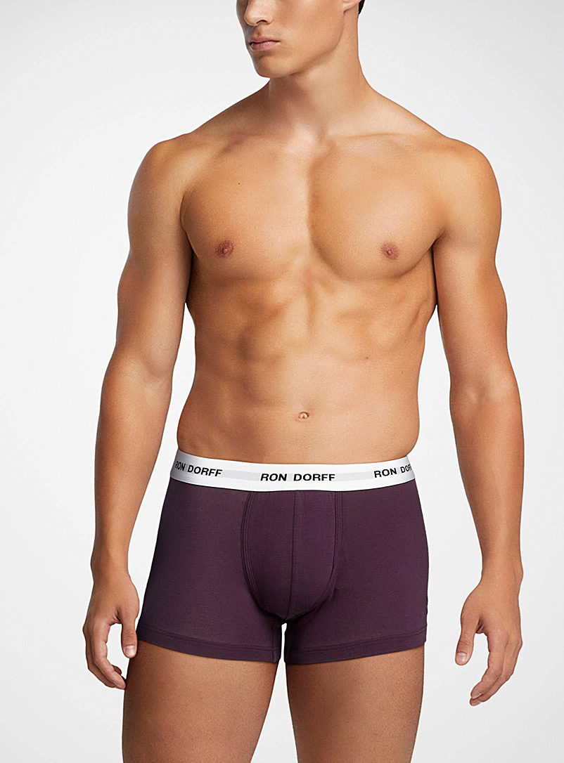 Ron Dorff Assorted purple Logo waist solid trunk for men