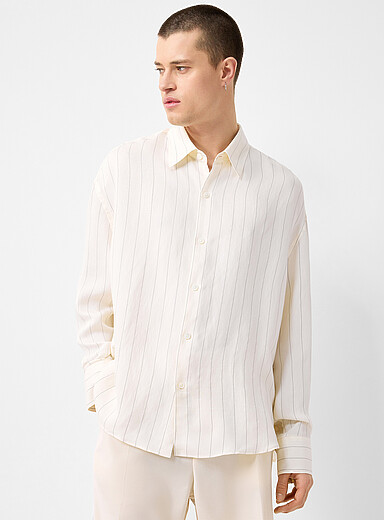 Piqu&eacute;-stripe lightweight shirt <b>Regular fit</b>