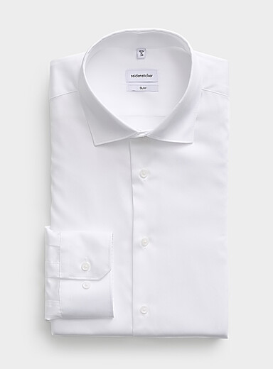 La chemise sans repassage coton satin&eacute; <b>Coupe ajust&eacute;e</b>