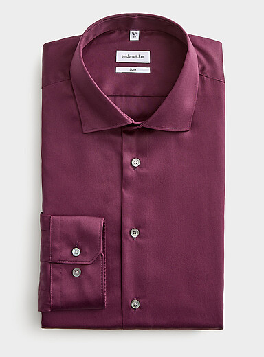 La chemise sans repassage coton satin&eacute; <b>Coupe ajust&eacute;e</b>