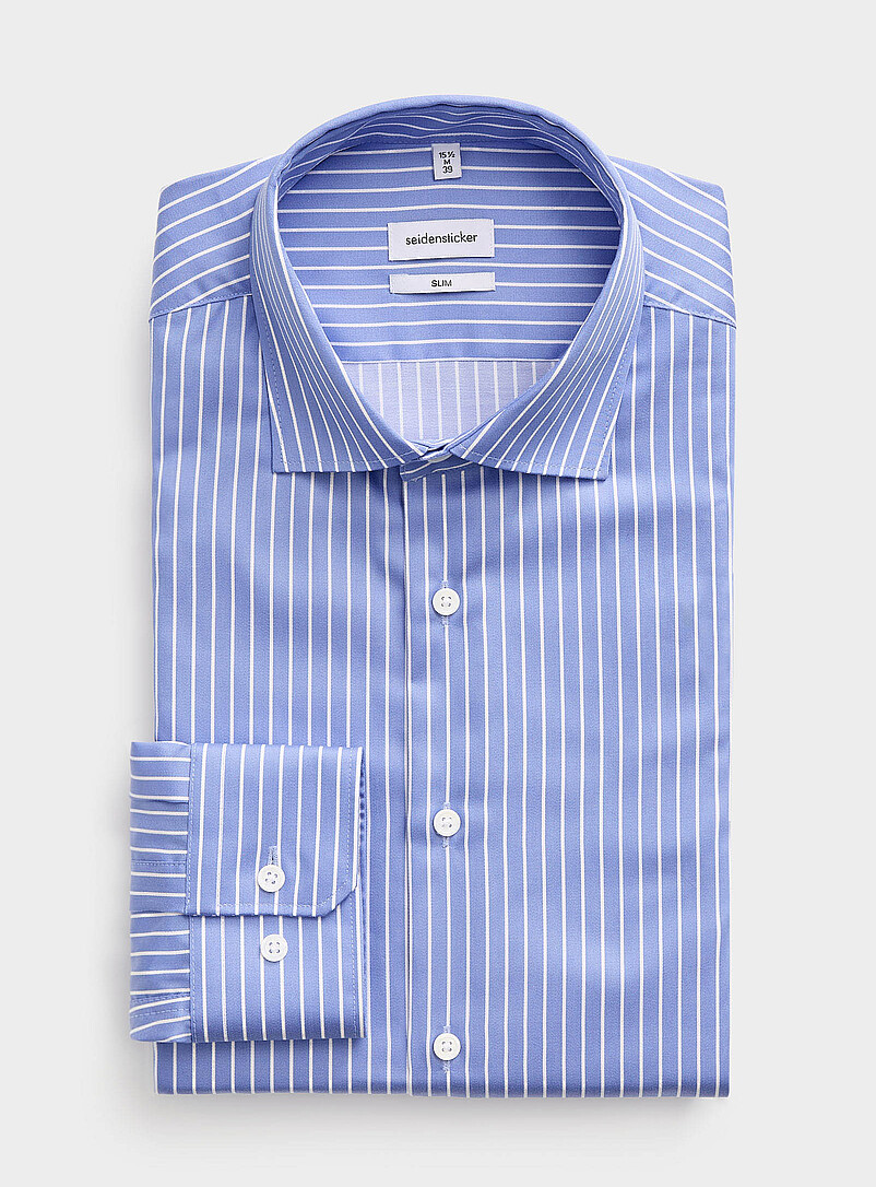 Chemise Habillée Homme à Rayures Fines - Coupe Ajustée, Sergé Solide, Idéale Pour Fêtes Et Bureau - 2
