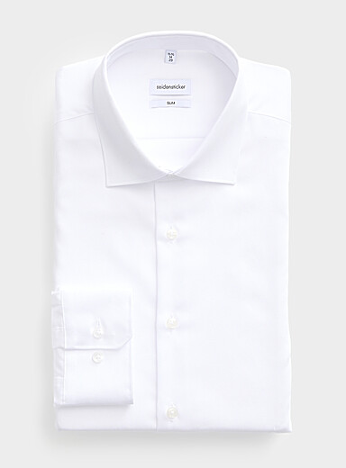 Seidensticker White Solid wrinkle-free shirt <b>Slim fit</b> for men