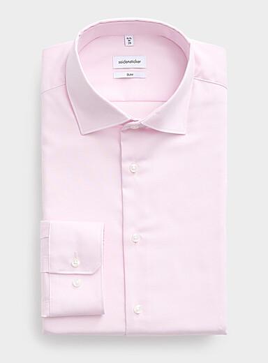 Seidensticker: La chemise sans repassage unie <b>Coupe ajust&eacute;e</b> Rose pour homme