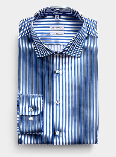 Azure pyjama-stripe shirt <b>Slim fit</b>