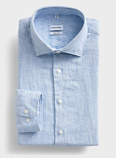La chemise pur lin rayures pyjama <b>Coupe r&eacute;guli&egrave;re</b>