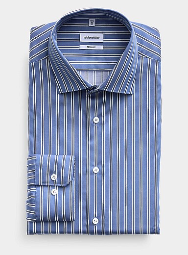 Seidensticker: La chemise rayures &eacute;l&eacute;gantes <b>Coupe r&eacute;guli&egrave;re</b> Bleu pour homme