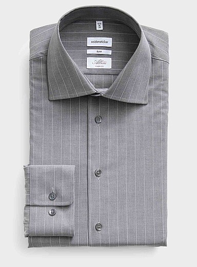 Seidensticker Grey Pinstripe slate shirt <b>Slim fit</b> for men