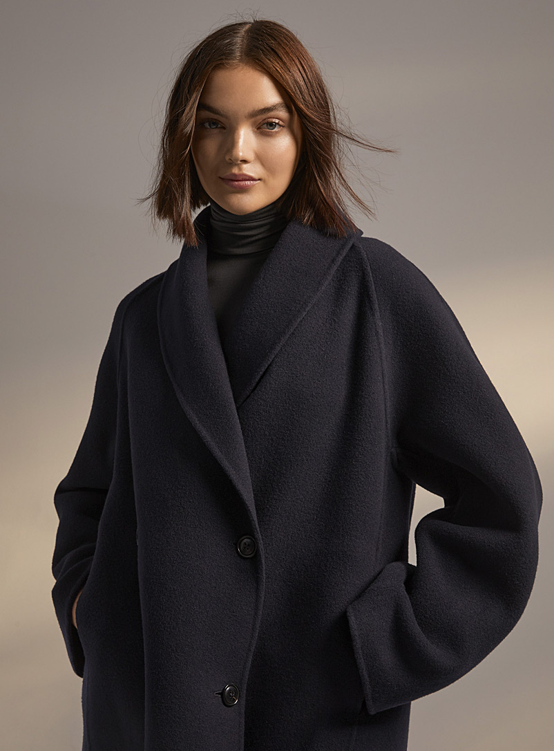 Edito par Simons Marine Blue Double-faced wool jacket for women