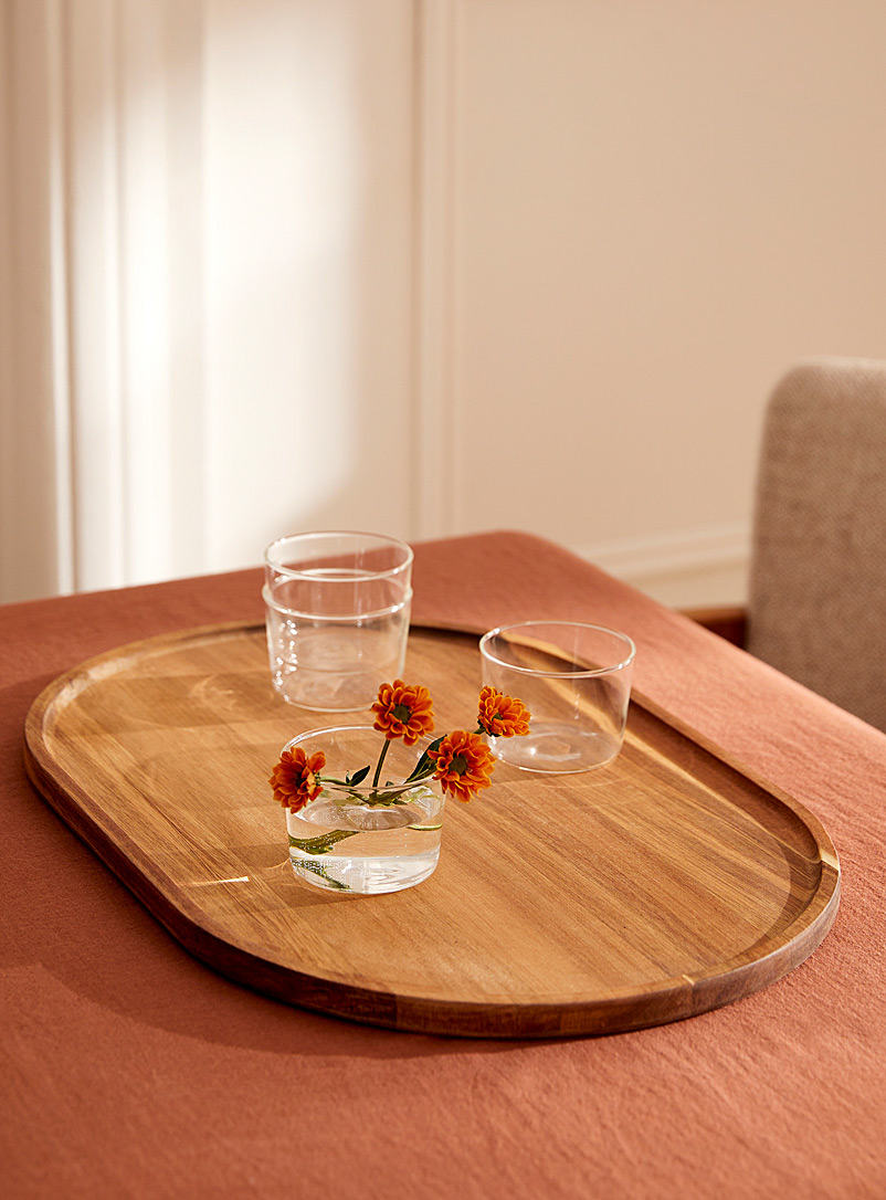 Large acacia wood oval serving tray