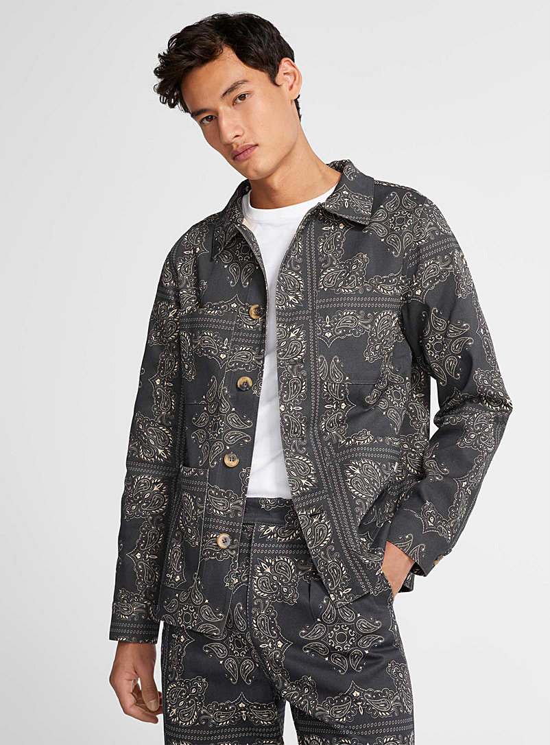 By the oak Blue Paisley mosaic overshirt for men