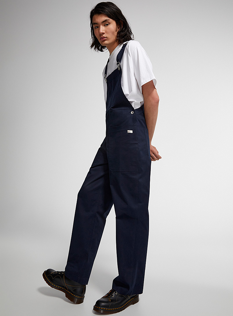 By the oak Marine Blue Minimalist chino overalls for men
