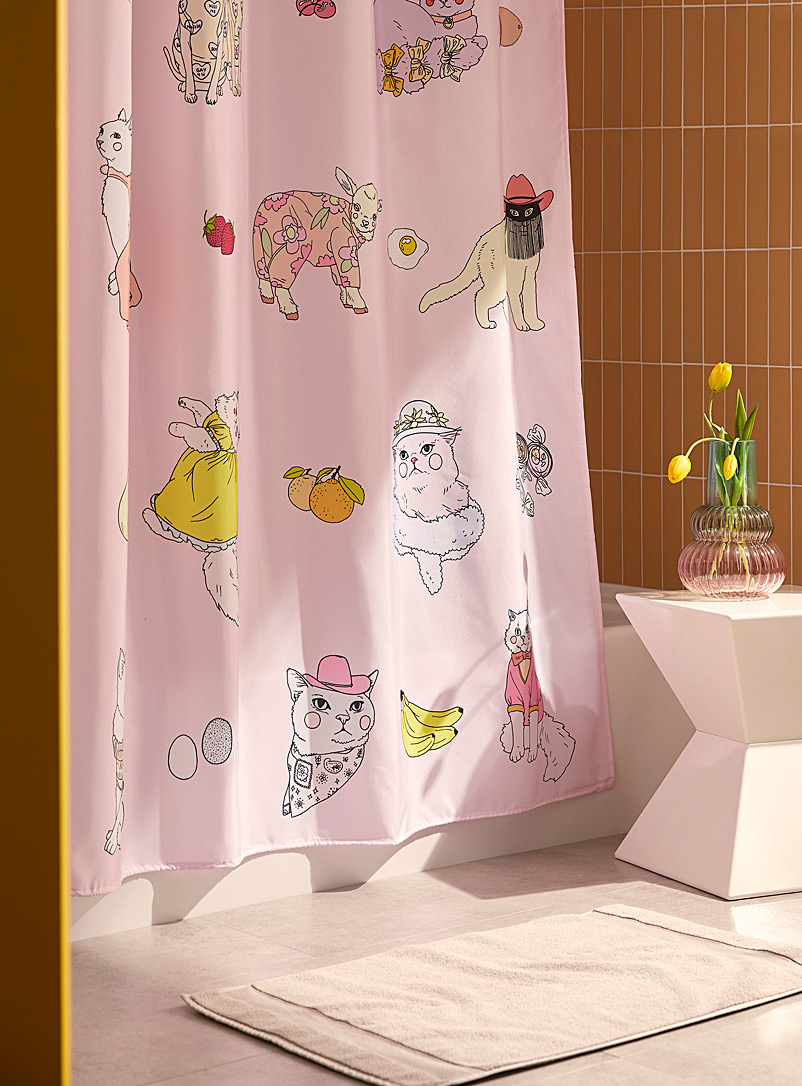Cats in clothes shower curtain In collaboration with artist