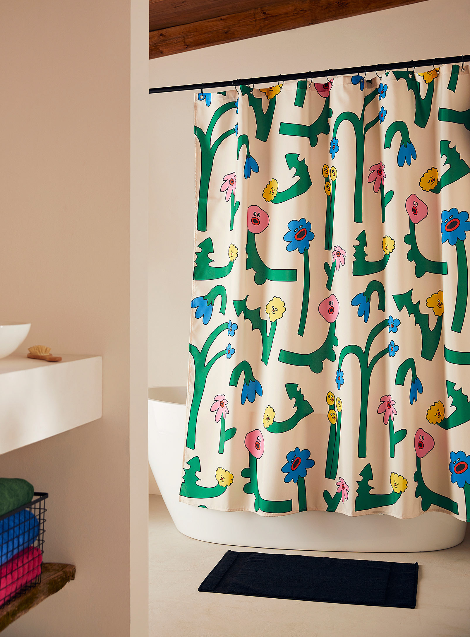 Costume de bain - Singing flowers shower curtain In collaboration with the artist Pony
