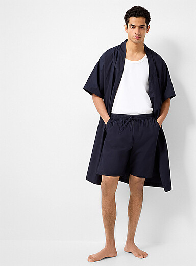 Navy crisp poplin pyjama short