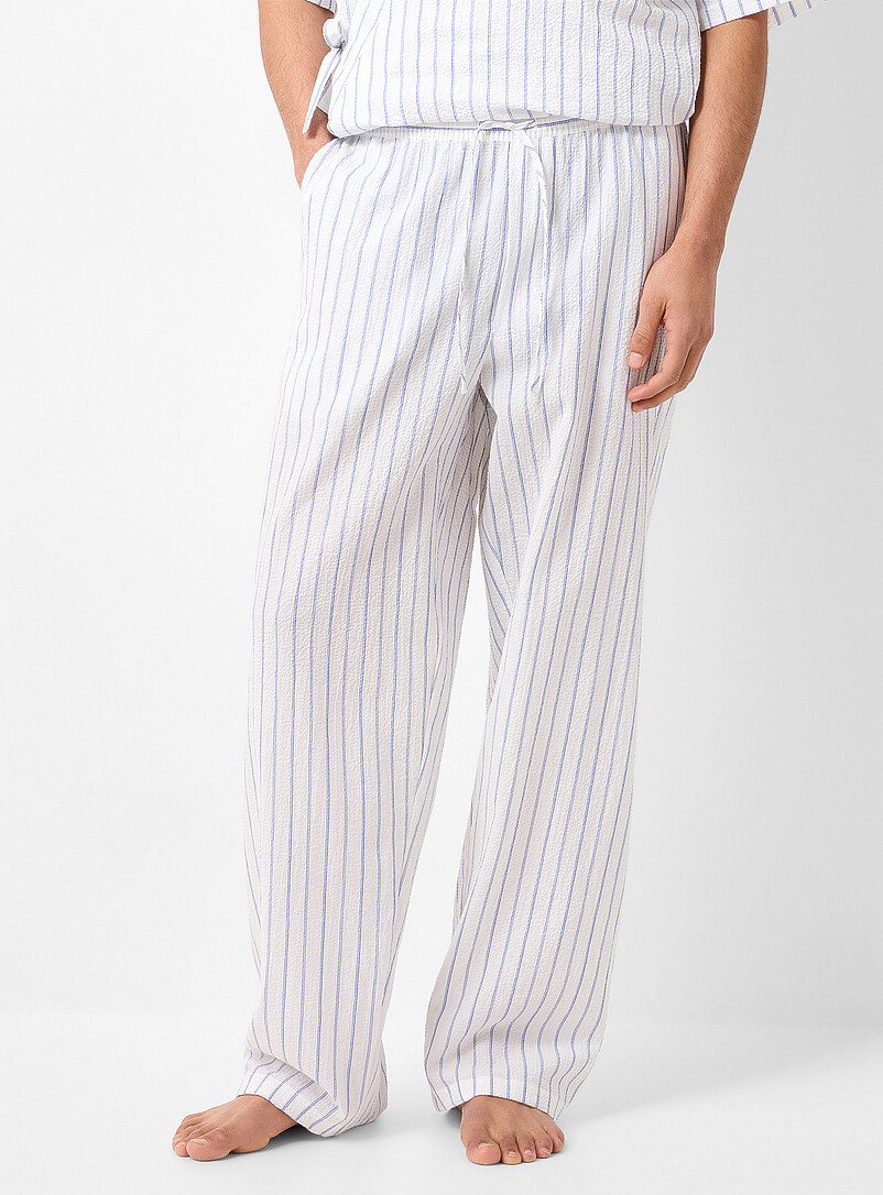 Massimo Dutti Super 120's Laine Pantalon Homme US 30 Plissé Rayé Bleu